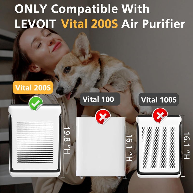 isinlive Vital 200S Pet Care Replacement Filter for LEVOIT Vital 200S and Vital 200S-P Air Purifier, HEPA and Activated Carbon Filter, Vital 200S-RF-PA, 2 Pack, Yellow - Image 3